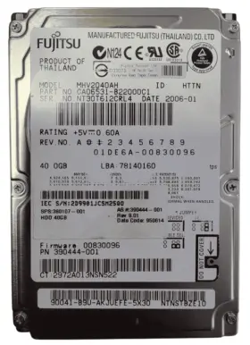 CA06531-B22000C1 Fujitsu MHV2040AH 40GB 2.5in IDE Hard Drive (image for) CA06531-B22000C1 Fujitsu MHV2040AH 40GB 2.5in IDE Hard Drive