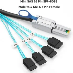 SFF-8088 Mini-SAS 26-Pin to 4-SATA cable array kit (image for) SFF-8088 Mini-SAS 26-Pin to 4-SATA cable array kit